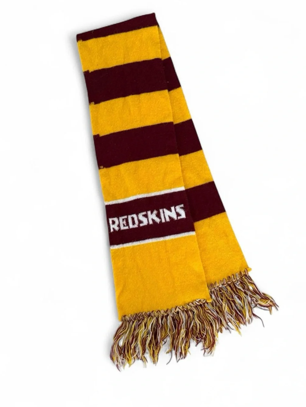 Striped Yellow and Dark Maroon 'REDSKINS' Team Scarf